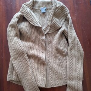 Ann Taylor Beige Cable Knit Cardigan